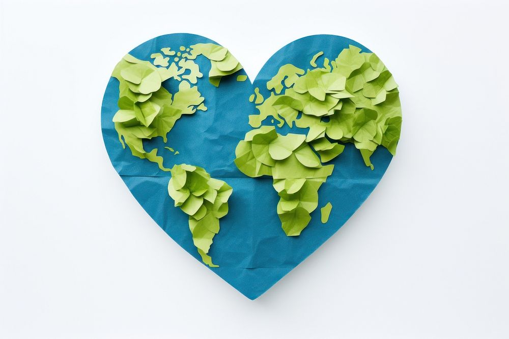 Earth heart paper leaf circle. AI generated Image by rawpixel.
