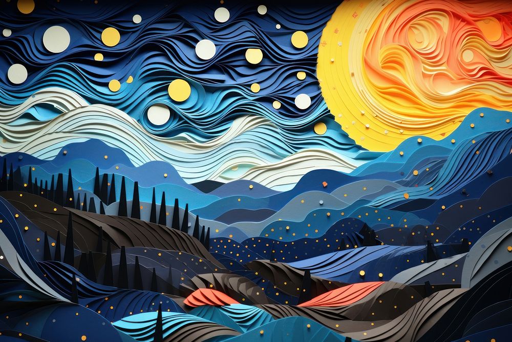 Starry night painting pattern art. AI generated Image by rawpixel.