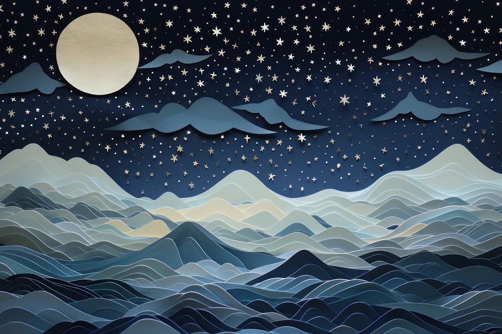 Starry night astronomy outdoors painting. AI generated Image by rawpixel.