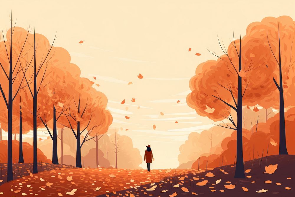 Fall outdoors tranquility illustrated. AI generated Image by rawpixel.
