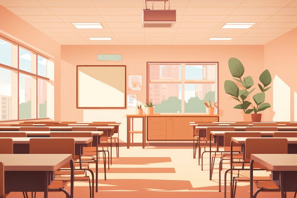 Classroom architecture furniture building. AI generated Image by rawpixel.