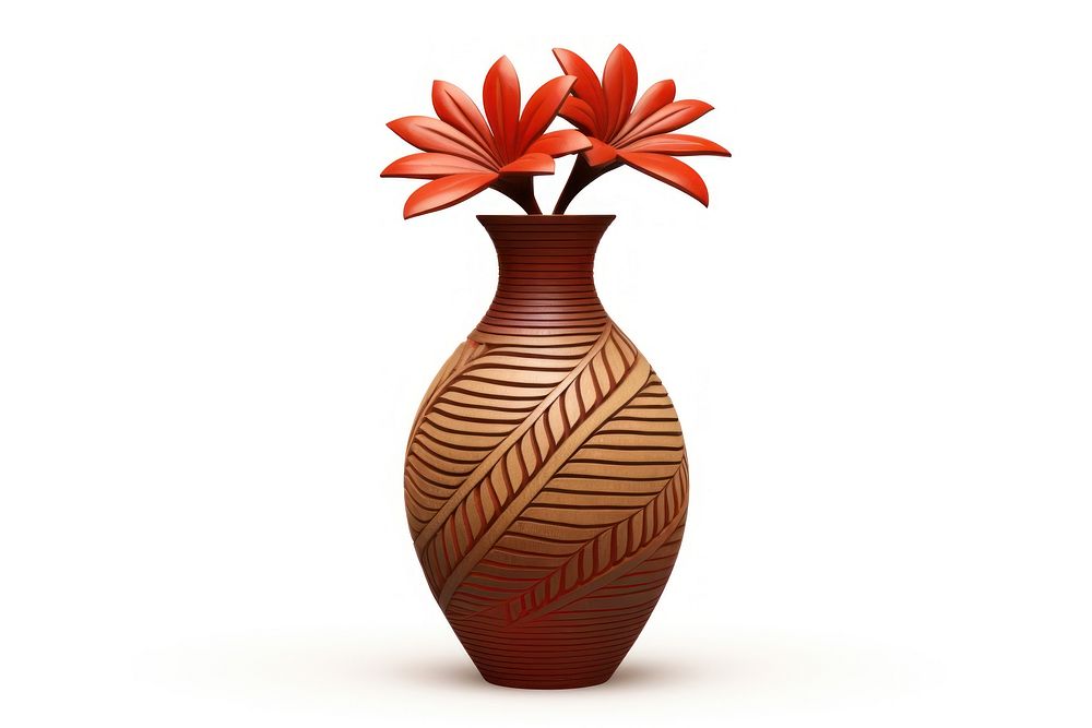 Flower vase pottery plant white background. AI generated Image by rawpixel.