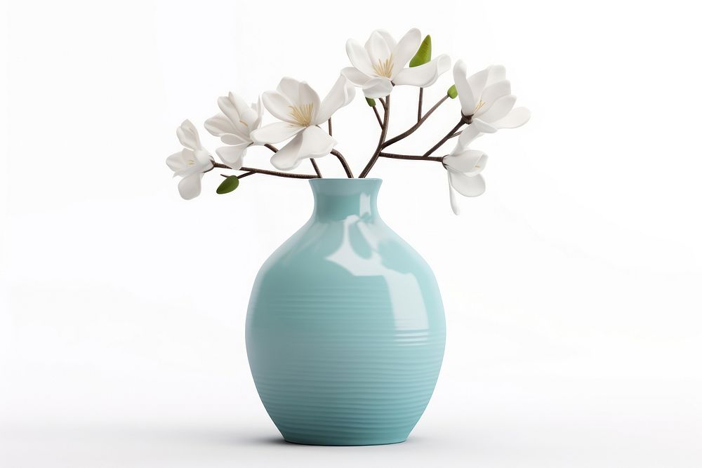 Flower vase blossom plant white background. AI generated Image by rawpixel.
