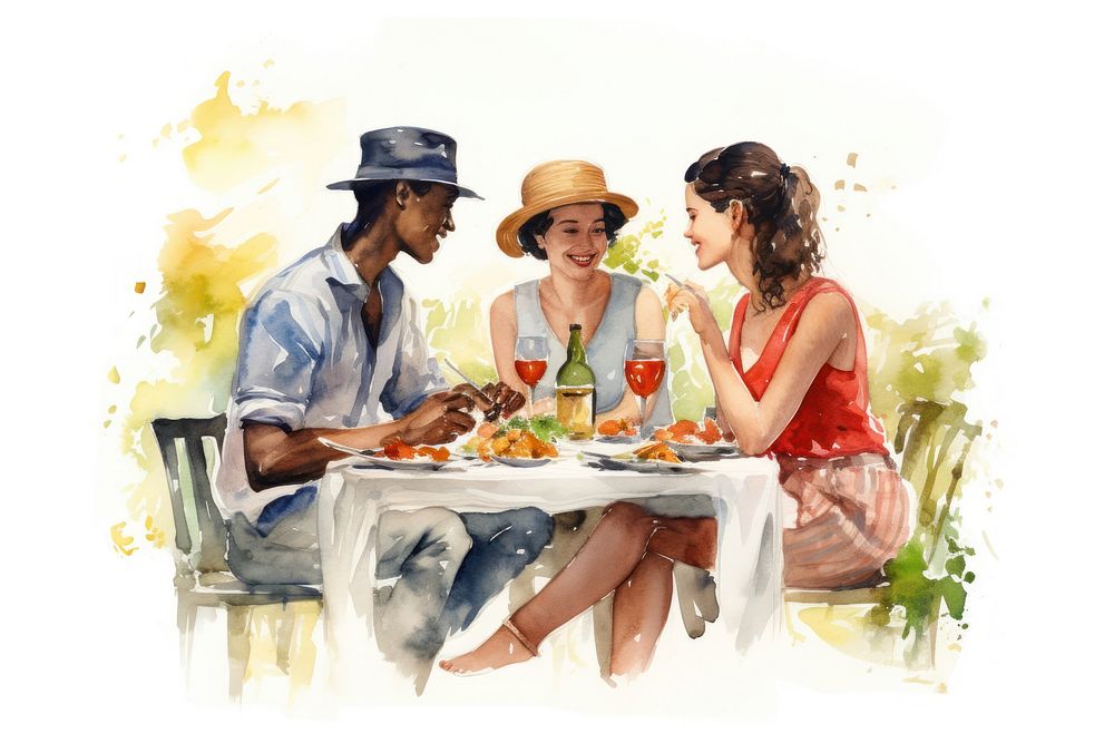 Picnic adult togetherness refreshment. AI generated Image by rawpixel.