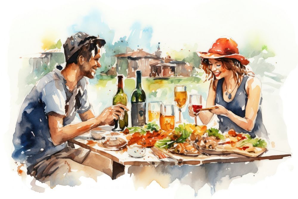 Outdoors picnic adult food. AI generated Image by rawpixel.