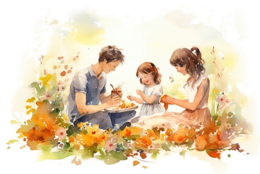 Painting family flower togetherness. AI generated Image by rawpixel.