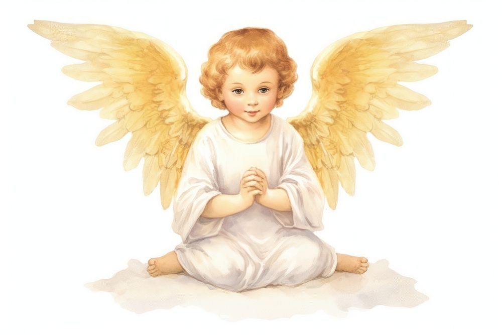 Angel cute white background representation. AI generated Image by rawpixel.