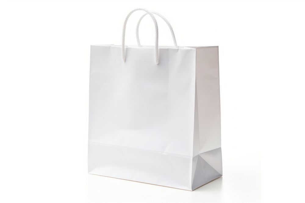 Paper bag handbag white white background. AI generated Image by rawpixel.