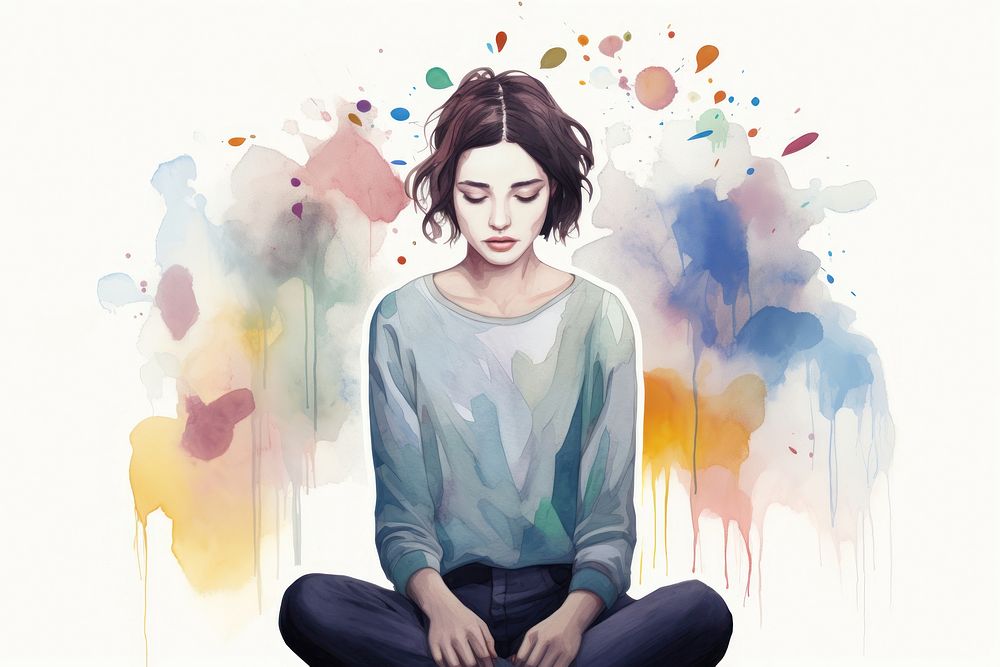 Mental health painting portrait drawing. AI generated Image by rawpixel.