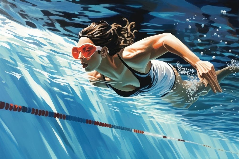 Woman swimming competition recreation sports. 