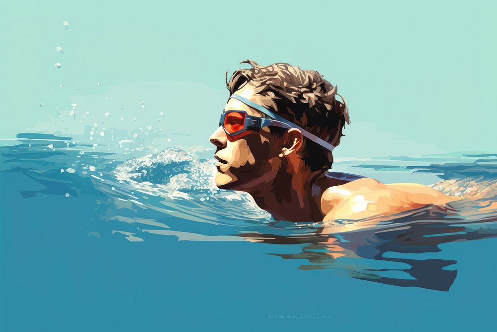 Freestyle swimming outdoors sports adult. AI generated Image by rawpixel.