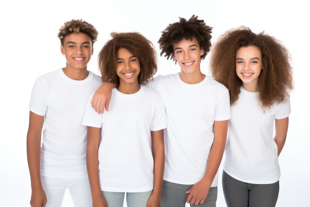 Teenagers laughing t-shirt white. AI generated Image by rawpixel.
