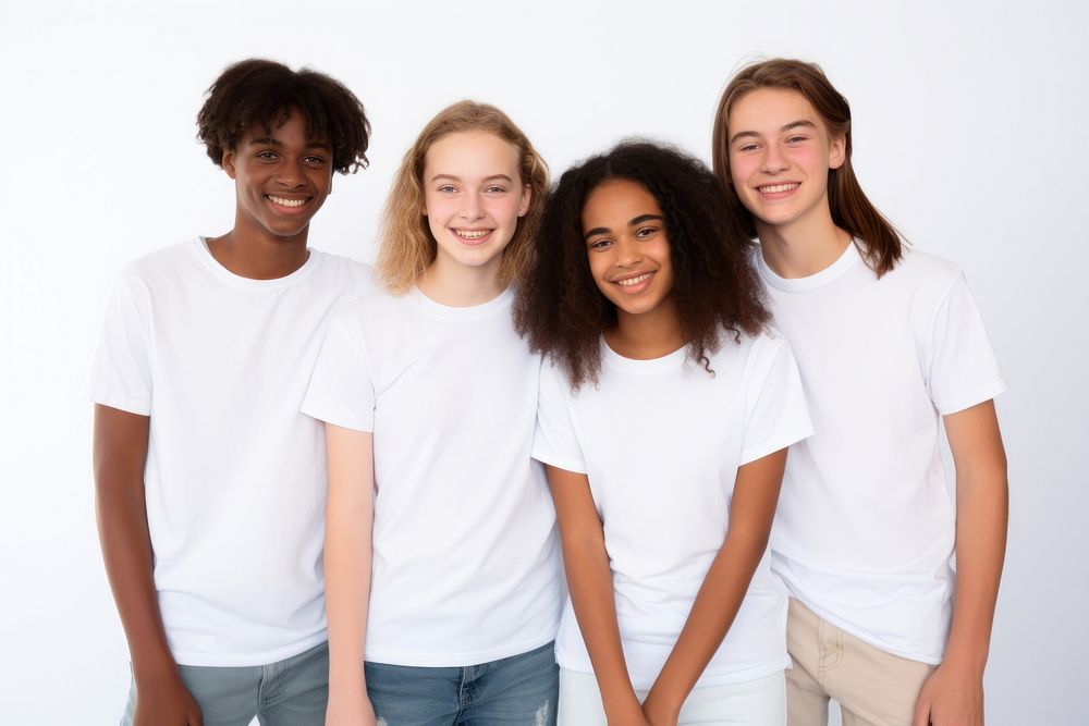Teenagers t-shirt smile white. AI generated Image by rawpixel.