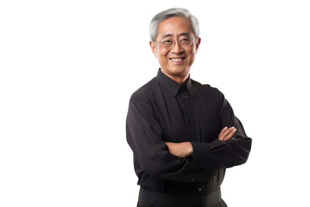 Asian senior man portrait smiling adult. AI generated Image by rawpixel.