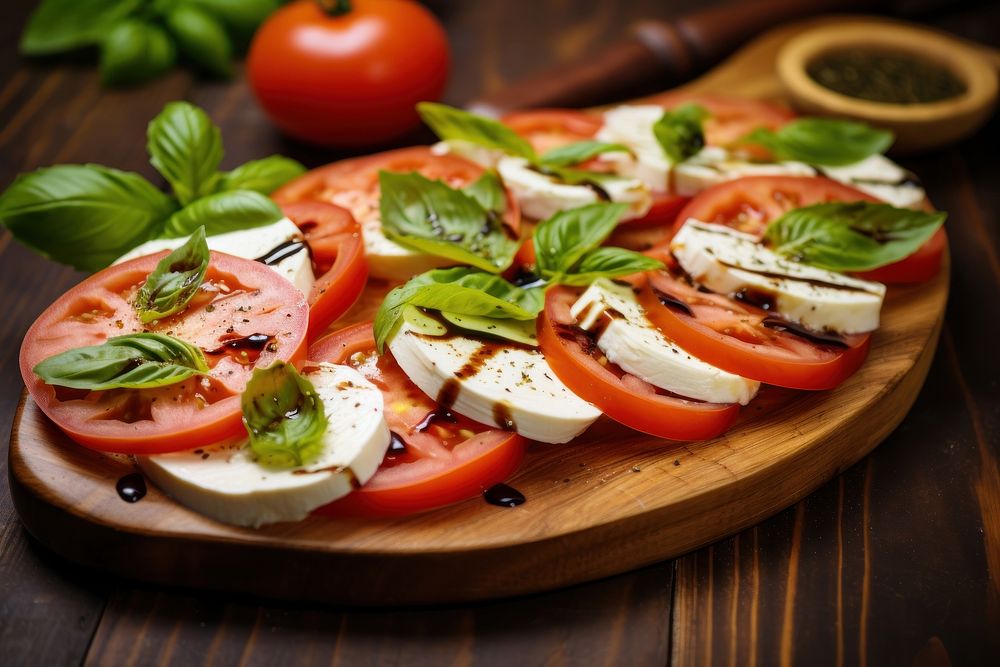 Caprese salad vegetable tomato food. AI generated Image by rawpixel.