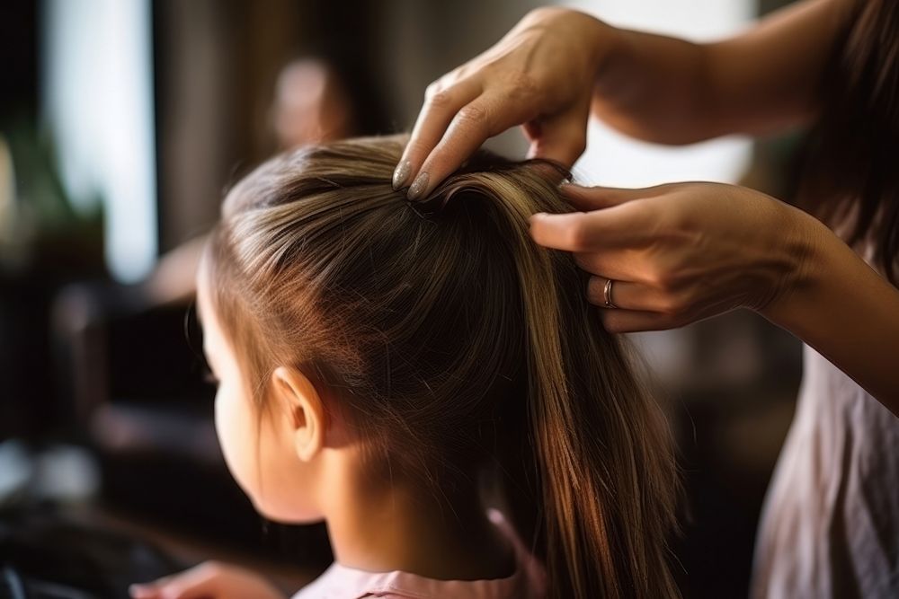 Haircut hand girl hairdresser. 