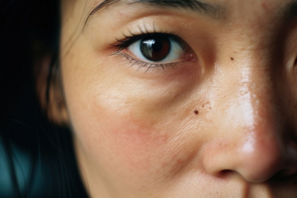 East asia woman face adult skin forehead. 