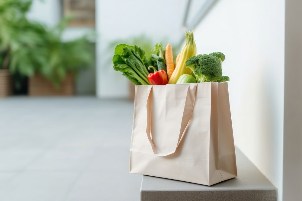Delivery bag vegetable consumerism. AI generated Image by rawpixel.