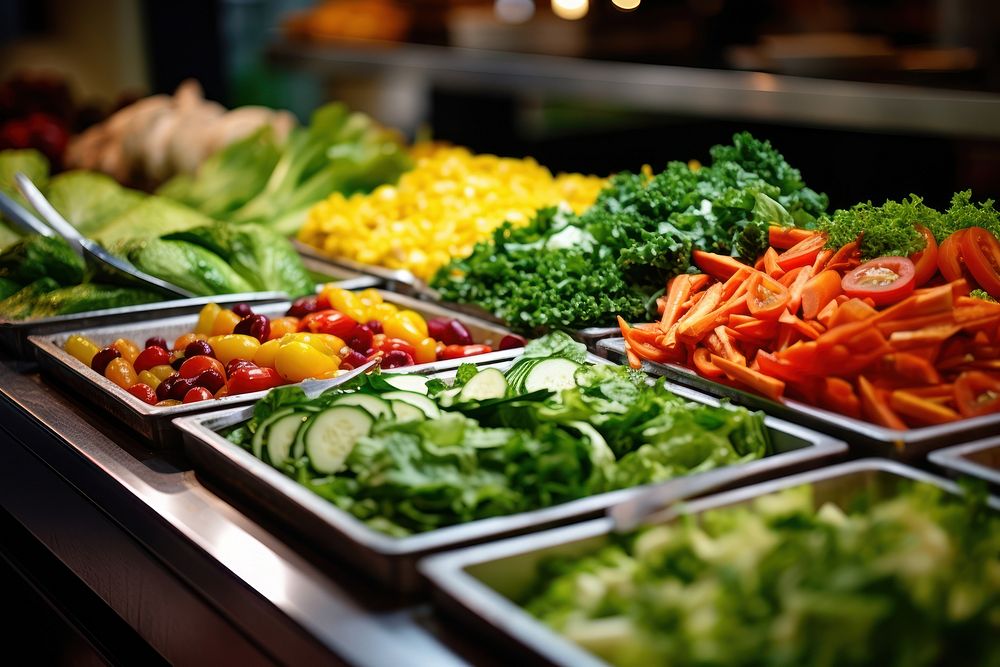 Salad bar vegetable food arrangement. AI generated Image by rawpixel.