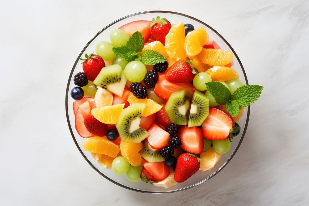 Fresh fruit salad bowl blueberry plant. AI generated Image by rawpixel.