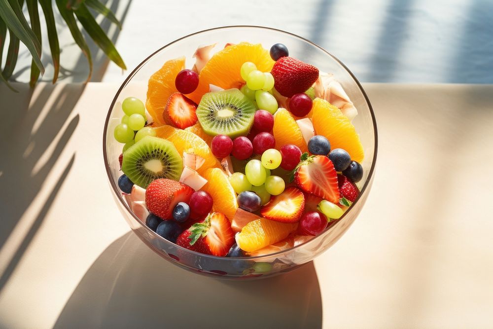 Fresh fruit salad bowl plant food. 