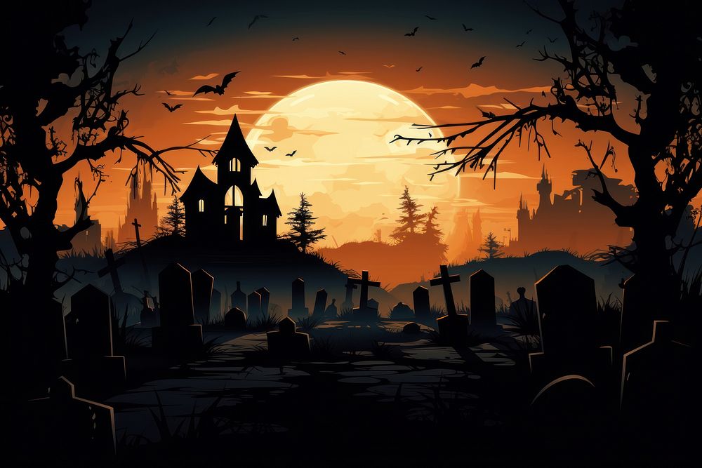 Halloween silhouette graveyard outdoors. AI | Free Photo Illustration ...