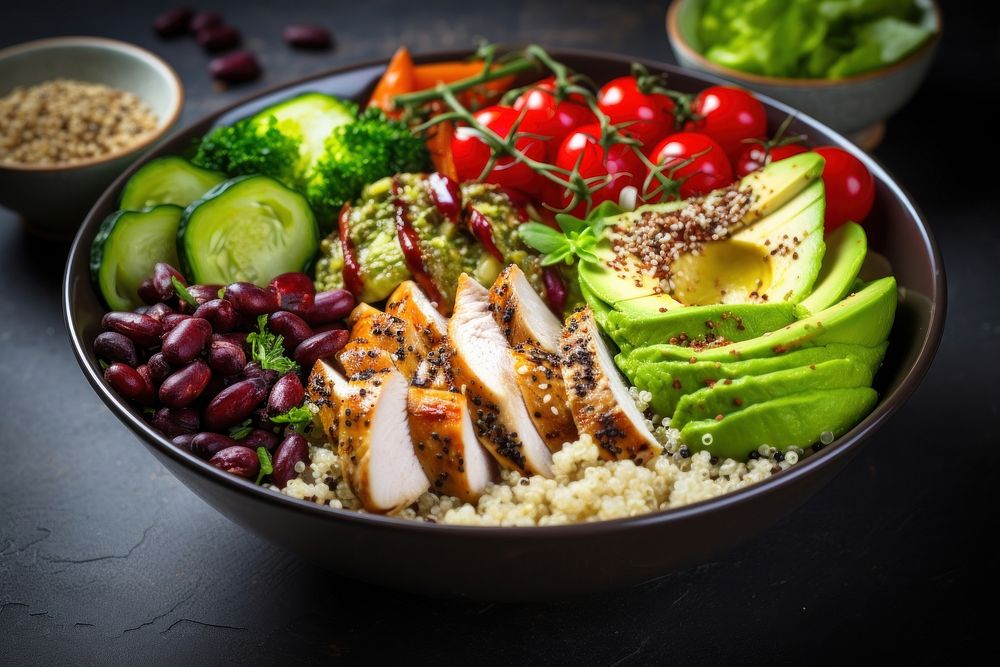 Healthy buddha bowl broccoli dinner lunch. AI generated Image by rawpixel.