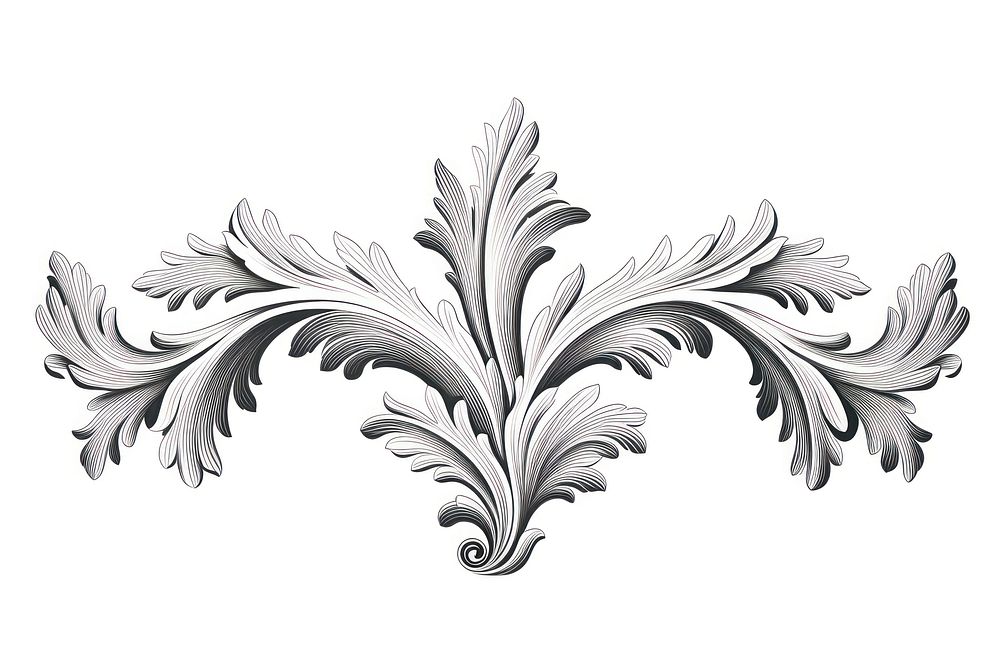 Acanthus leaves pattern drawing white. AI generated Image by rawpixel.