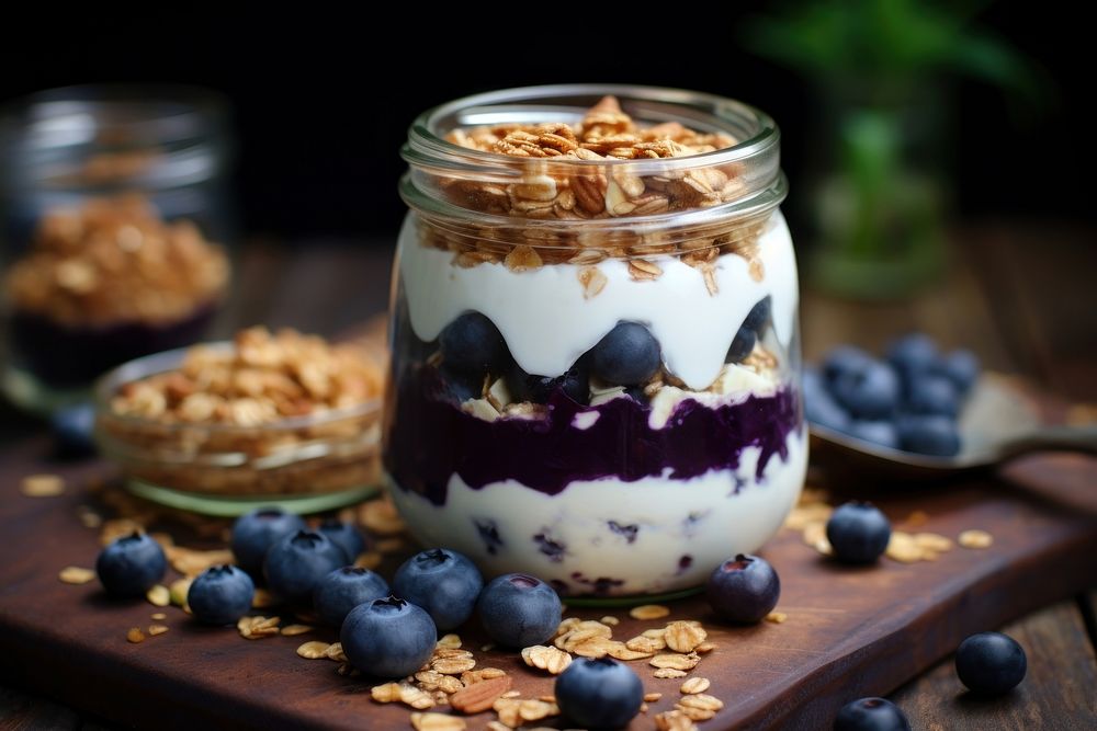 Blueberry yogurt granola fruit plant. AI generated Image by rawpixel.