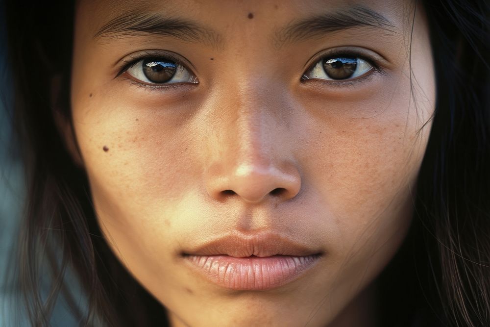 South east asia woman face skin hairstyle forehead. 