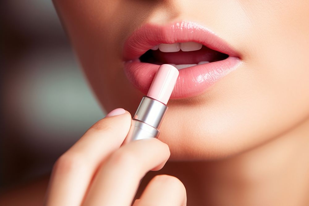 Cosmetics lipstick applying holding. AI generated Image by rawpixel.