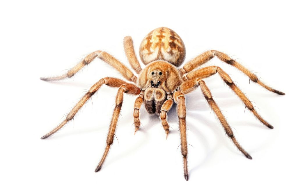 Brown widow spider arachnid animal white background. AI generated Image by rawpixel.