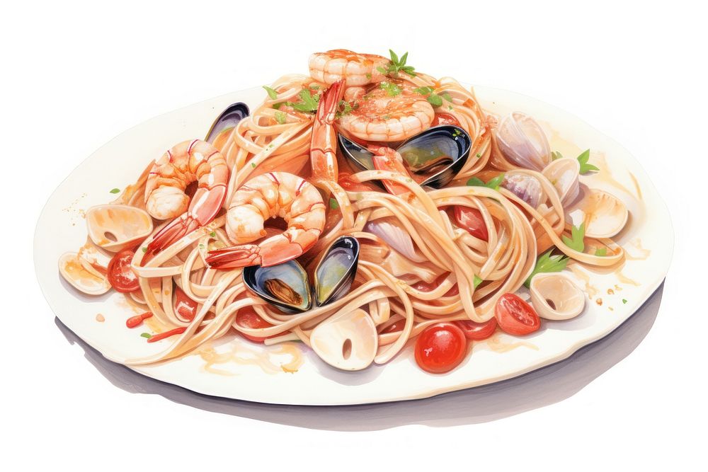 Spaghetti seafood pasta plate. AI generated Image by rawpixel.
