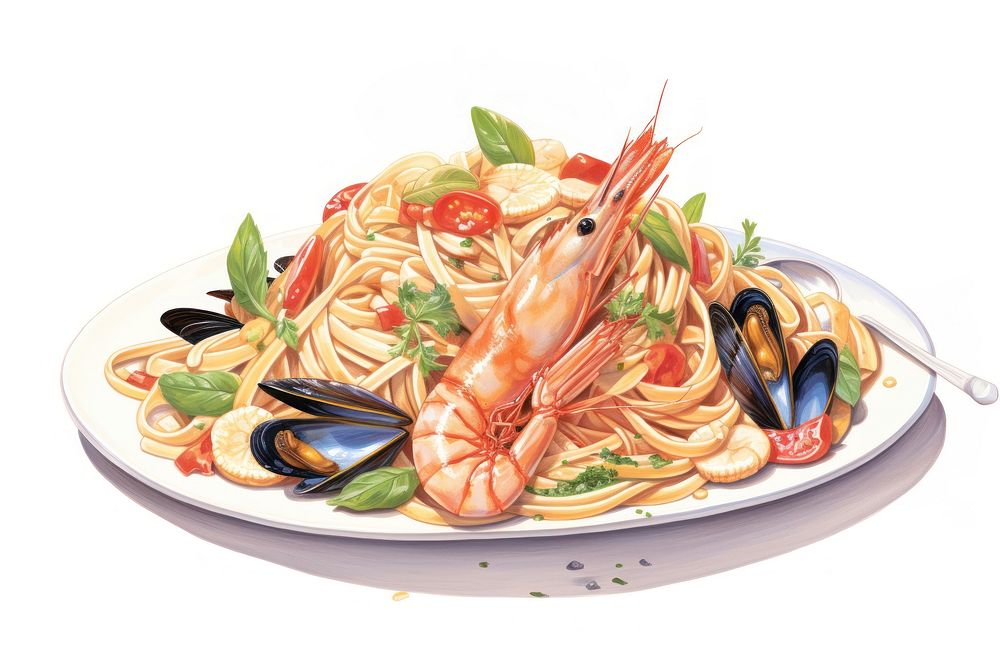 Spaghetti seafood lobster shrimp. AI generated Image by rawpixel.