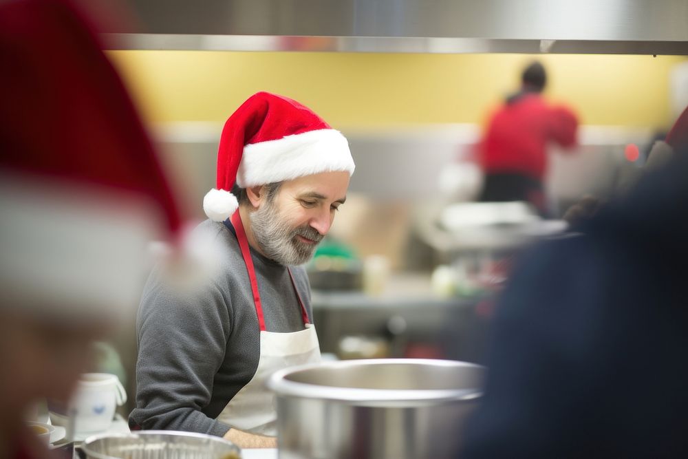 Soup kitchen christmas working adult. AI generated Image by rawpixel.