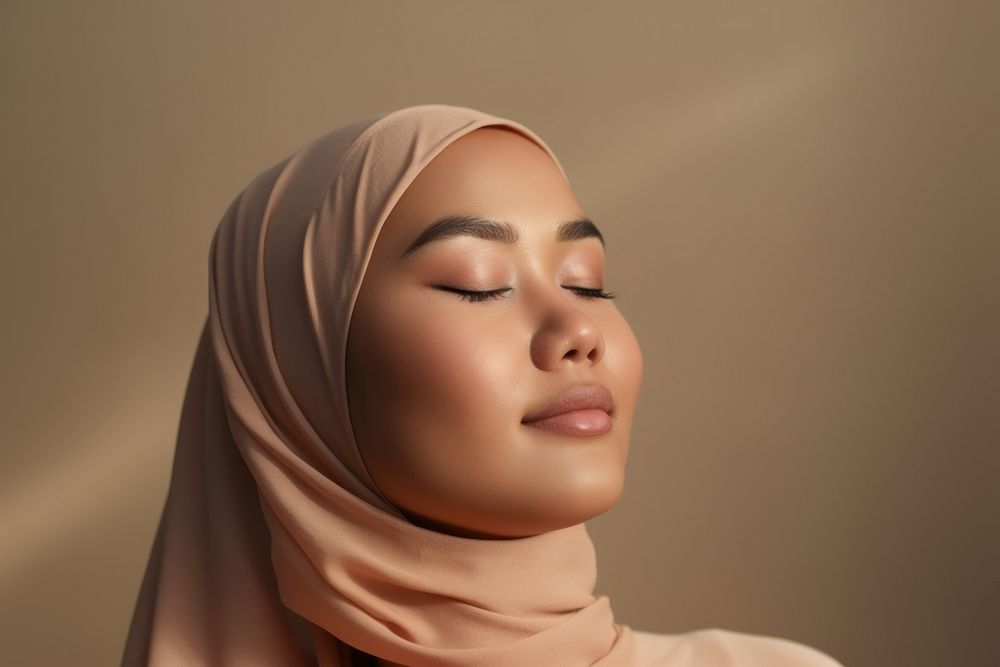 Chubby asian muslim woman portrait adult photo. AI generated Image by rawpixel.