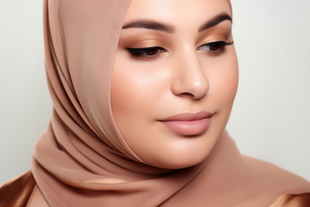 Chubby muslim woman skin portrait adult. AI generated Image by rawpixel.