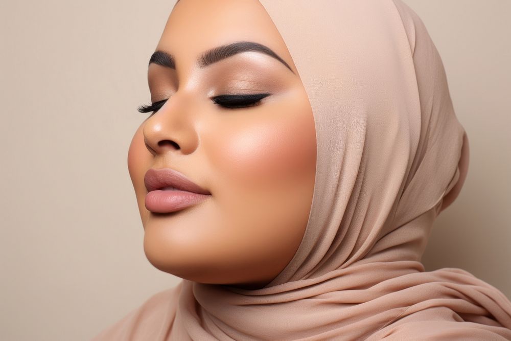 Chubby muslim woman portrait adult photo. AI generated Image by rawpixel.