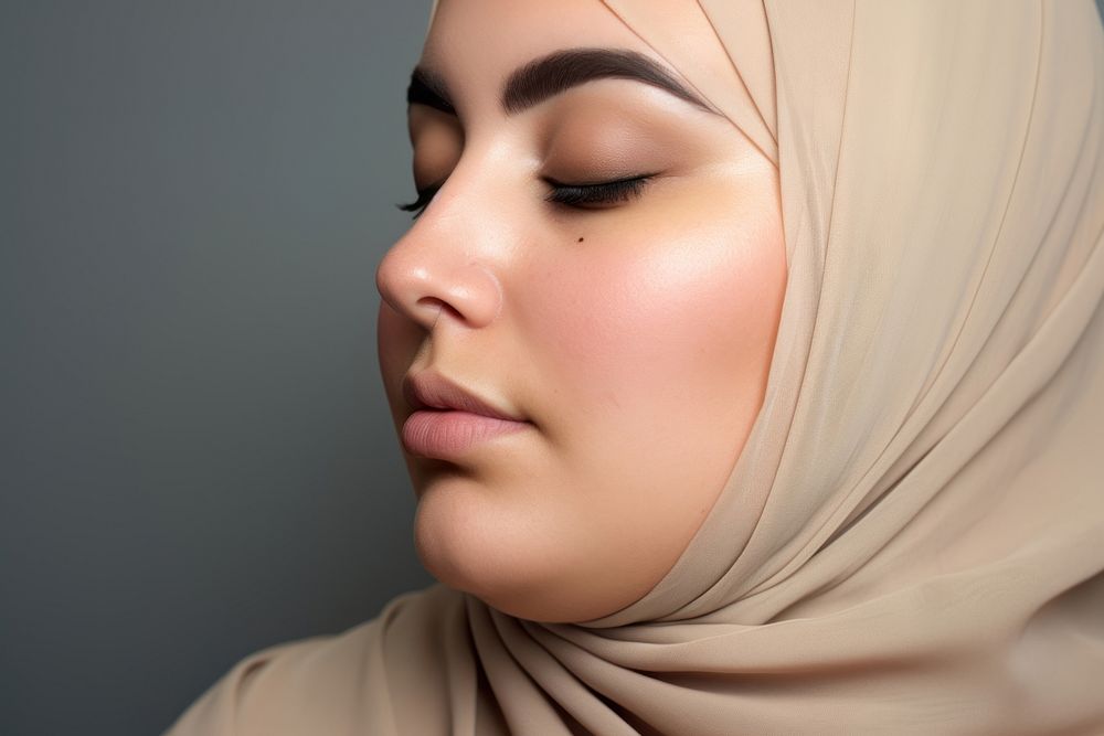 Chubby muslim woman portrait adult photo. 