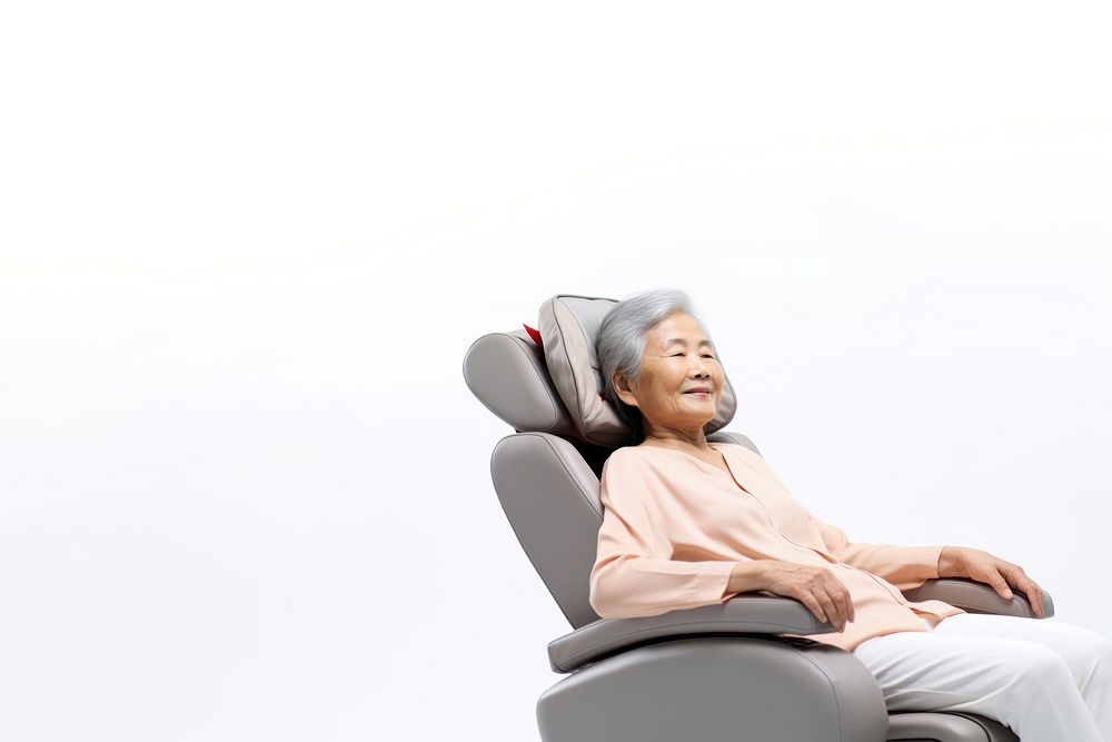 Eldery asian female sitting adult technology. AI generated Image by rawpixel.