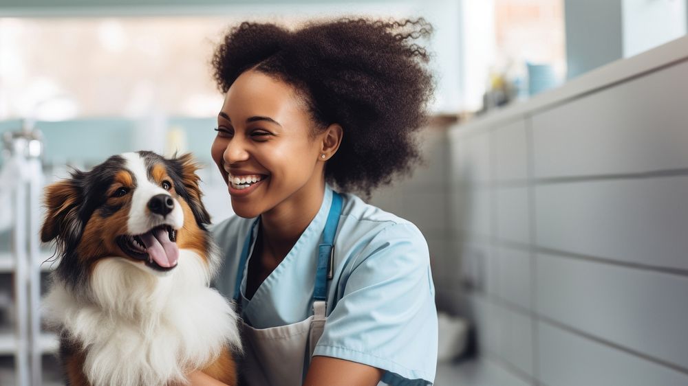 African american women pet dog veterinarian. AI generated Image by rawpixel.