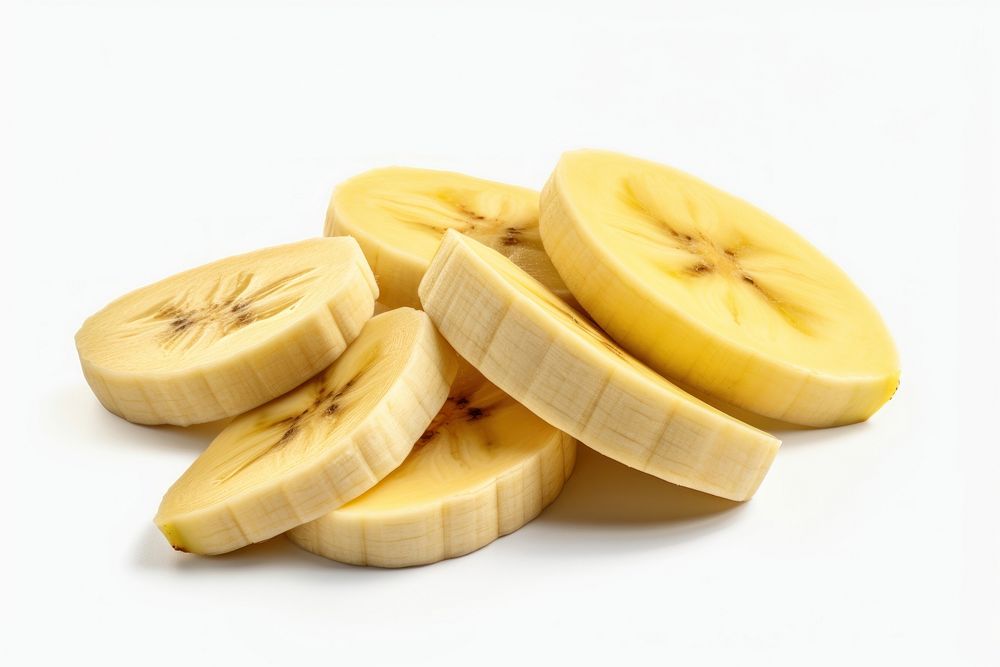 Banana slices plant food white background. 