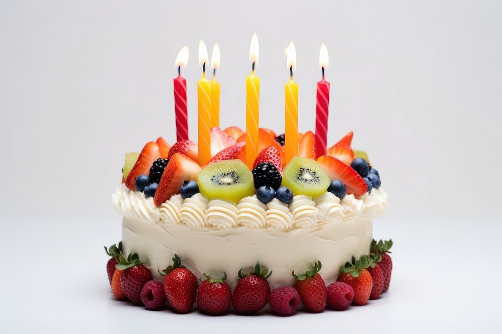 Fruit cake strawberry birthday. AI generated Image by rawpixel.