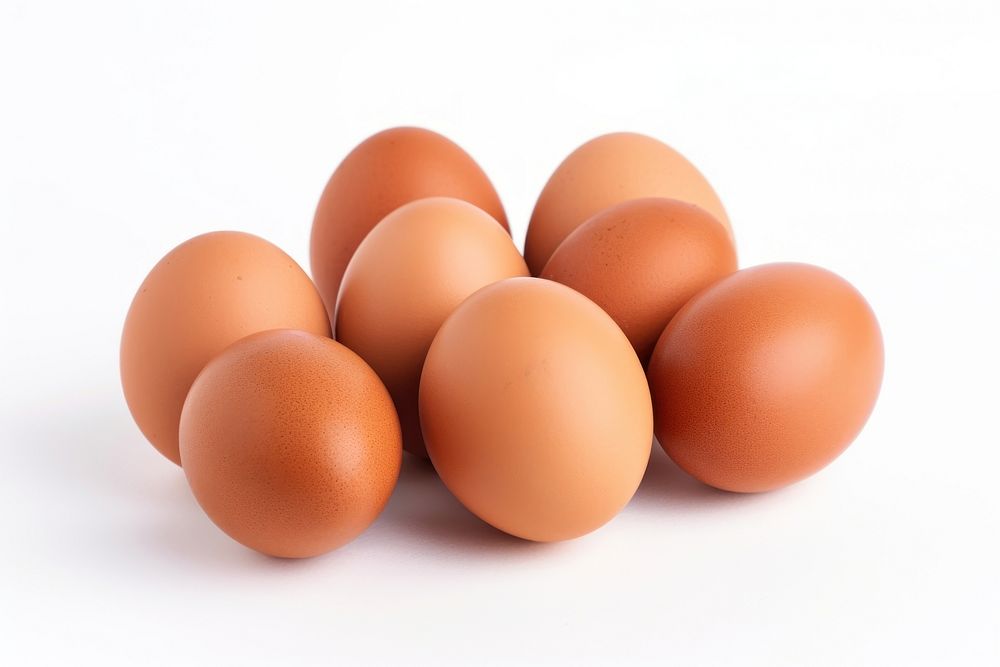 Brown chicken eggs brown food white background. AI generated Image by rawpixel.