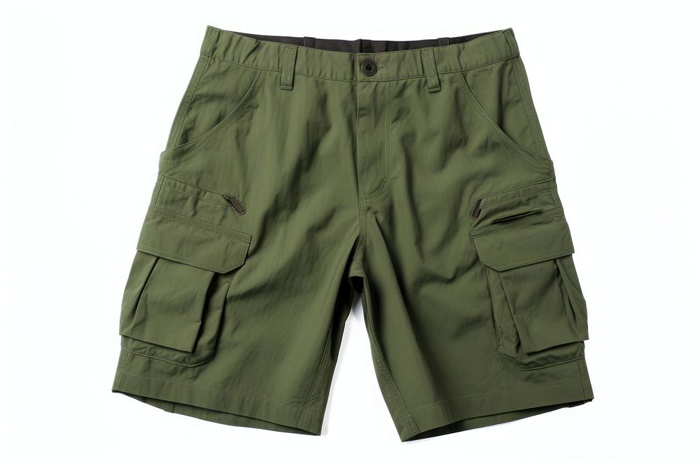 Cargo Shorts shorts khaki white background. AI generated Image by rawpixel.