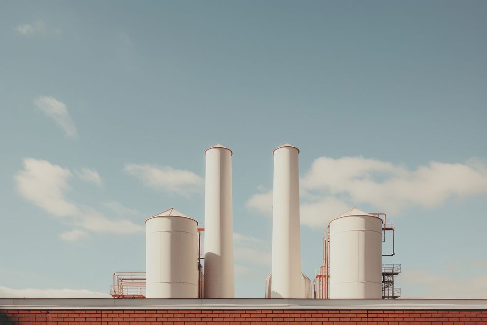 Factory architecture building chimney. AI generated Image by rawpixel.