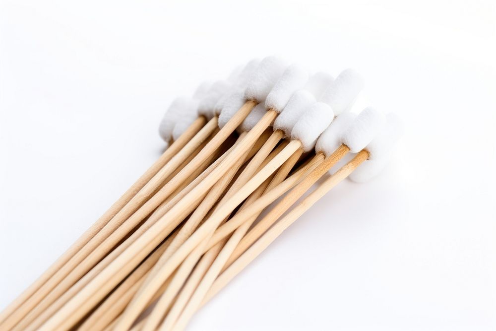 Cotton bud wood stick cotton white white background. AI generated Image by rawpixel.
