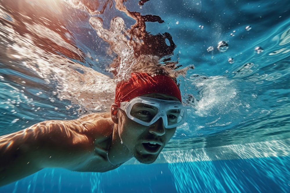 Swimming freestyle recreation outdoors sports. AI generated Image by rawpixel.
