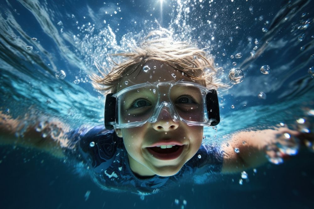 Swimming freestyle recreation underwater outdoors. AI generated Image by rawpixel.