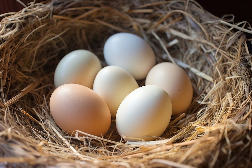 Chicken eggs nest celebration beginnings. 